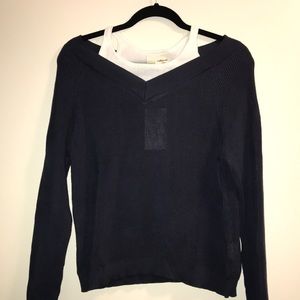 Navy off the shoulder with white layered tank